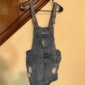 Forever 21 Blue Denim Overall Dress